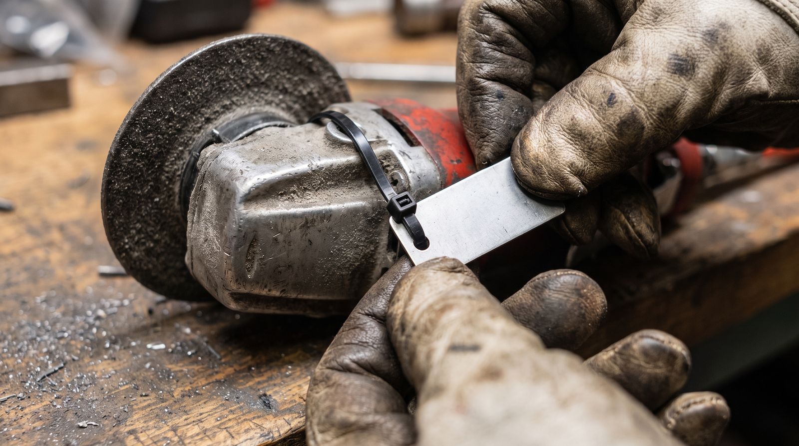 Identification tag being applied to a tested power tool